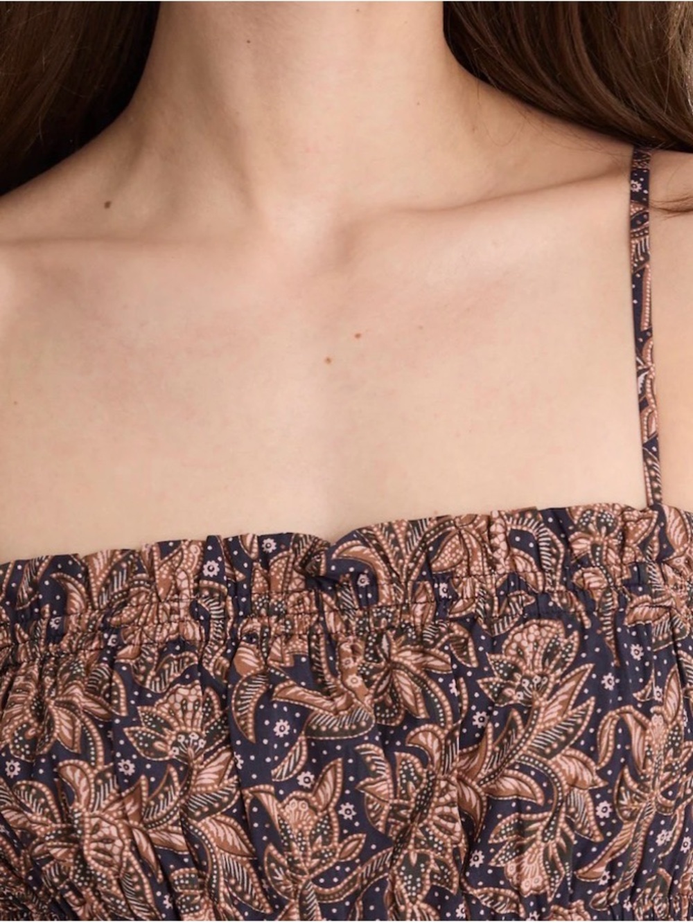 Madewell Smocked bubble hem Midi Dress in paisley/ berry/ brown - Picture 5 of 14